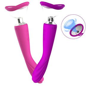 Bomba de vacío succionador de clítoris y pezones femenino y dildo USB doble función