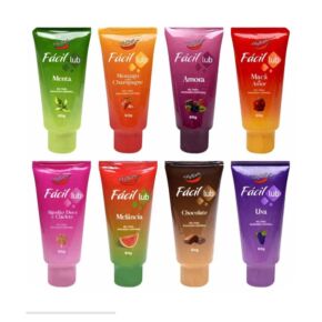 Lubricantes íntimos besables 60g sabores Manzana, Mora y Frutilla con champagne